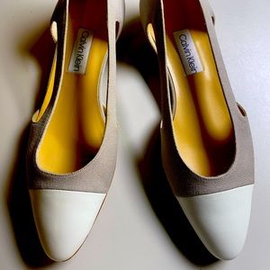 Calvin Klein Linen And Leather Dress Flats